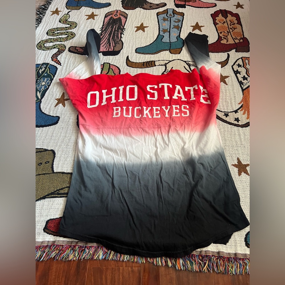 Ohio State Buckeyes Red and Black Ombre Shirt